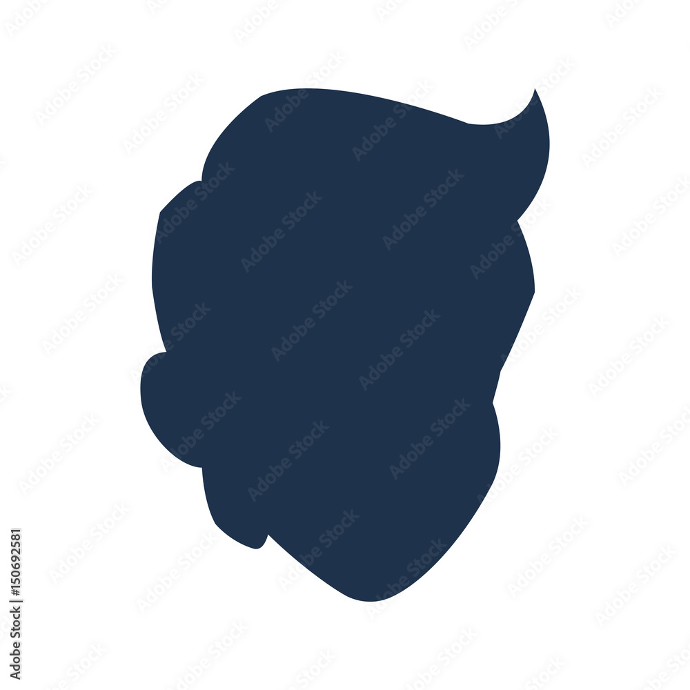 silhouette head boy young avatar vector illustration
