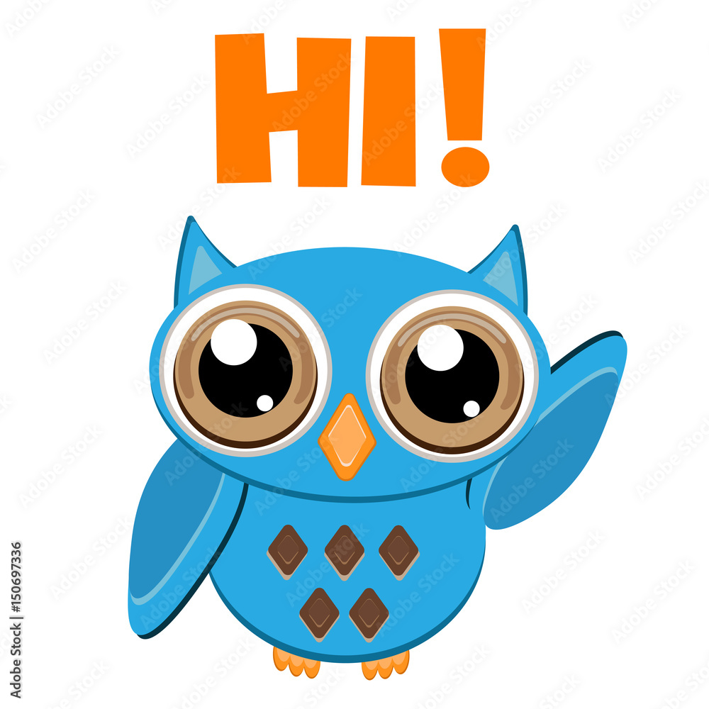 Owl with text HI!