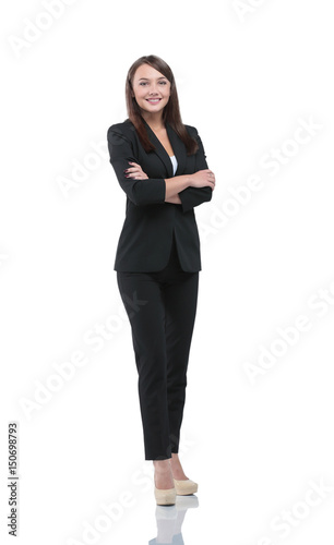 Successful business woman with arms crossed - isolated over whit