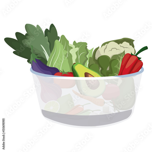 bowl salad vegetarian menu restaurant food vector illustration