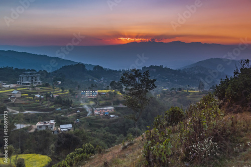 Zachód słońca w Nagarkot, Nepal