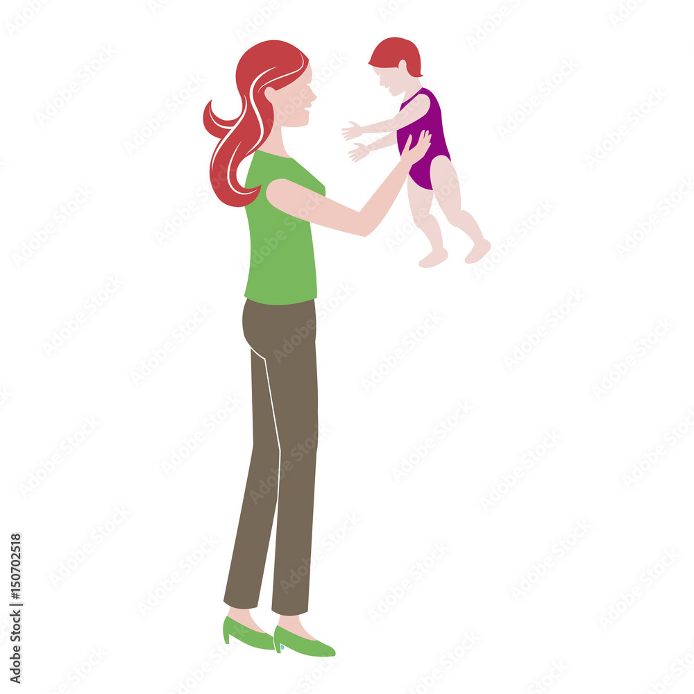 mom holding baby playing image vector illustration mom holding baby playing image vector illustration