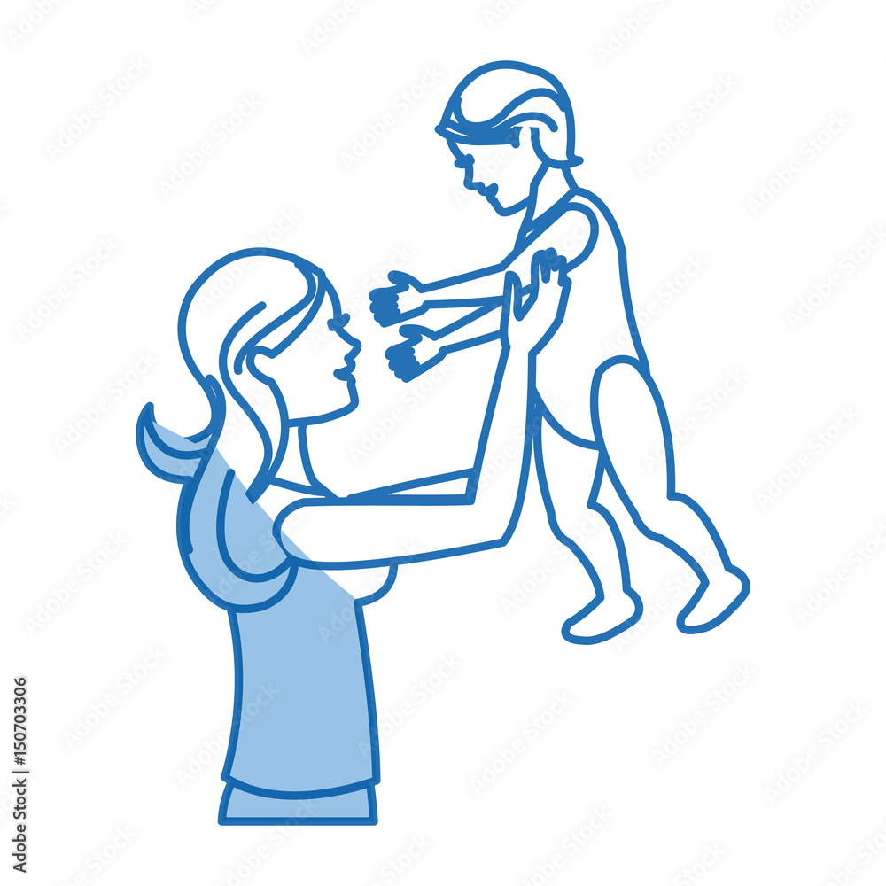 mom holding baby playing image shadow vector illustration mom holding baby playing image shadow vector illustration