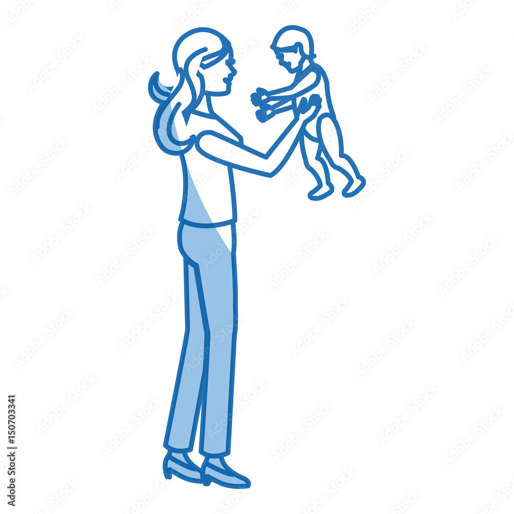 mom holding baby playing shadow vector illustration mom holding baby playing shadow vector illustration