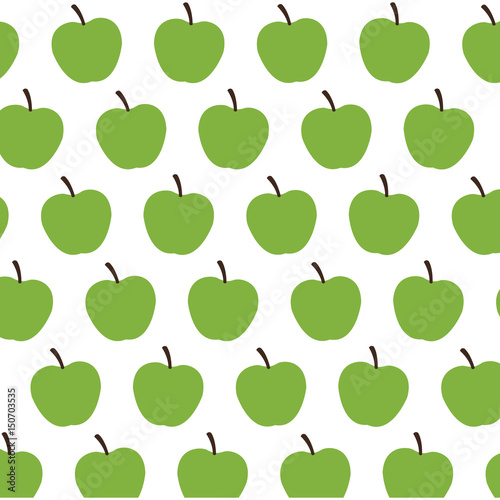 green apple fruit harvest fresh seamless pattern image vector illustration