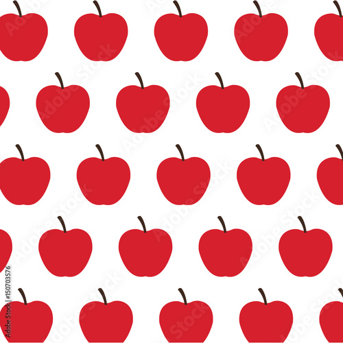 red apple fruit harvest fresh seamless pattern image vector illustration