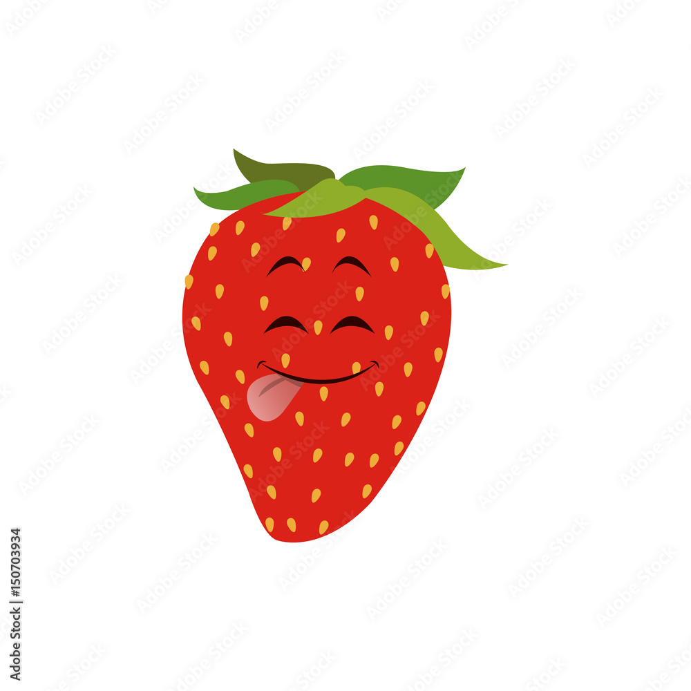 Obraz premium kawaii strawberry fruit fresh food design vector illustration