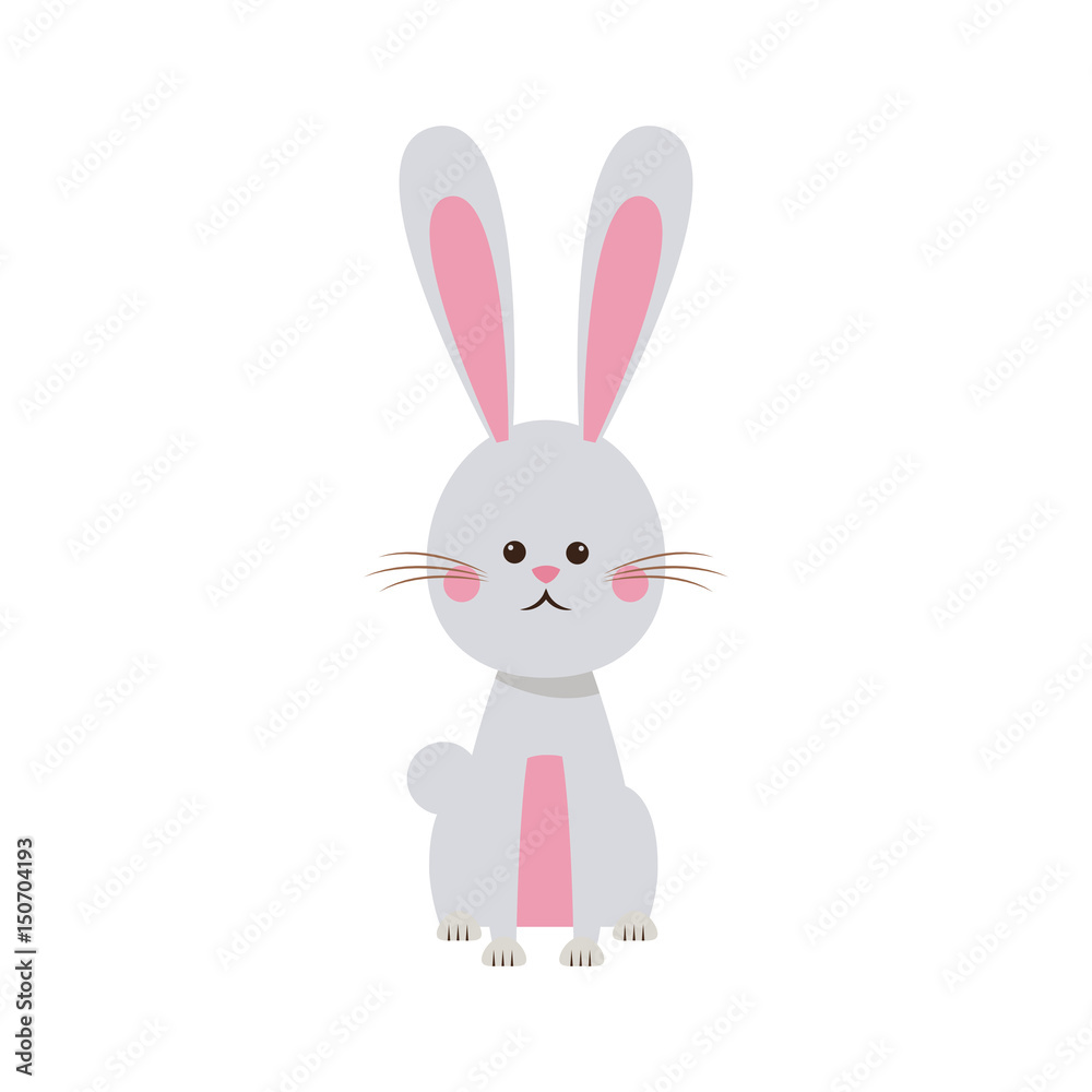 cute easter bunny sitting animal celebration symbol vector illustration