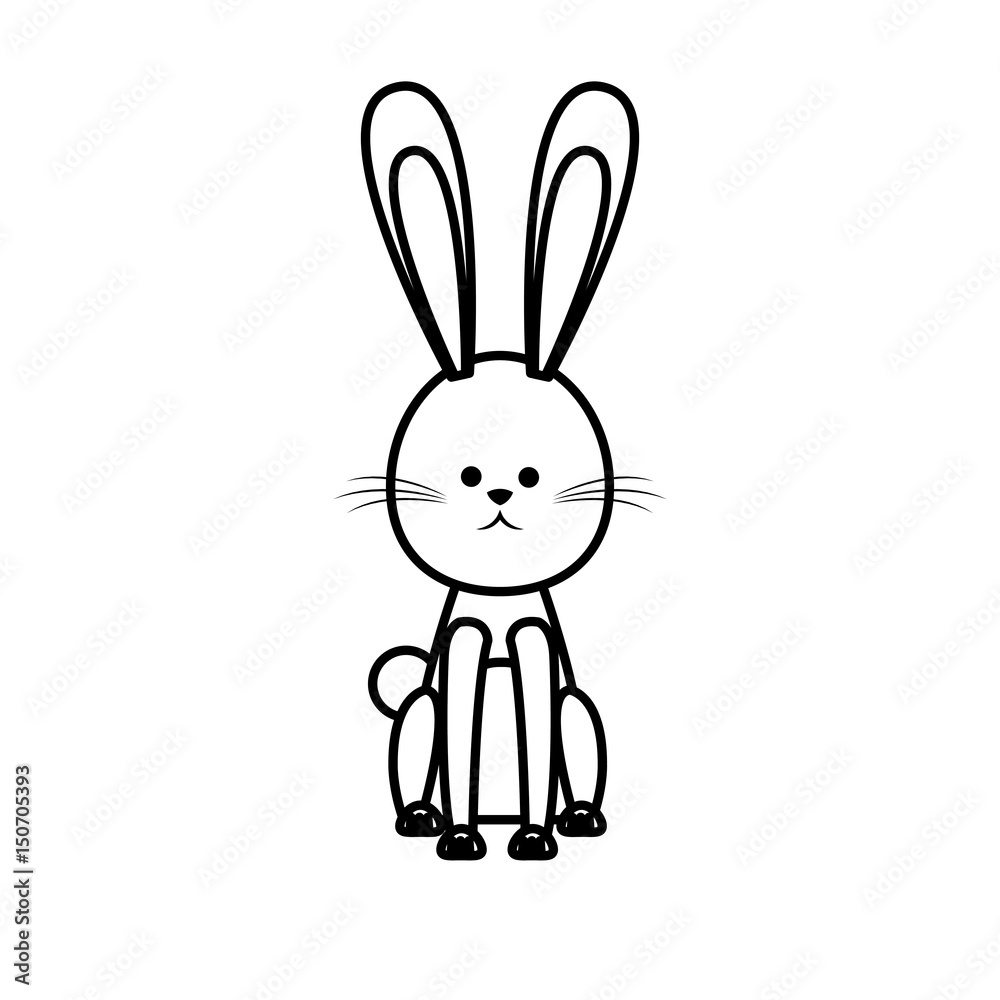 cute easter bunny sitting animal design line vector illustration cute easter bunny sitting animal design line vector illustration