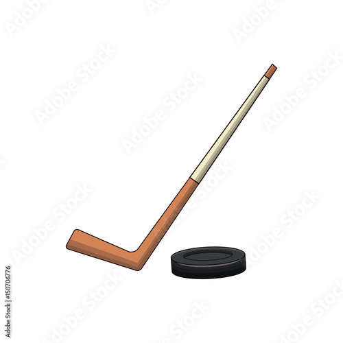 hockey stick and puck sport vector illustration photo