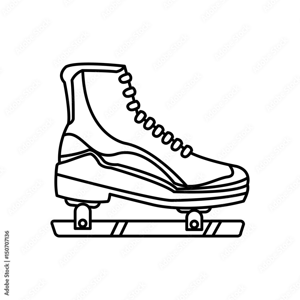 ice roller skate sport equipment line image vector illustration
