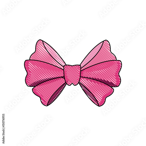 drawing bow ribbon decoration celebration image vector illustration © Jemastock