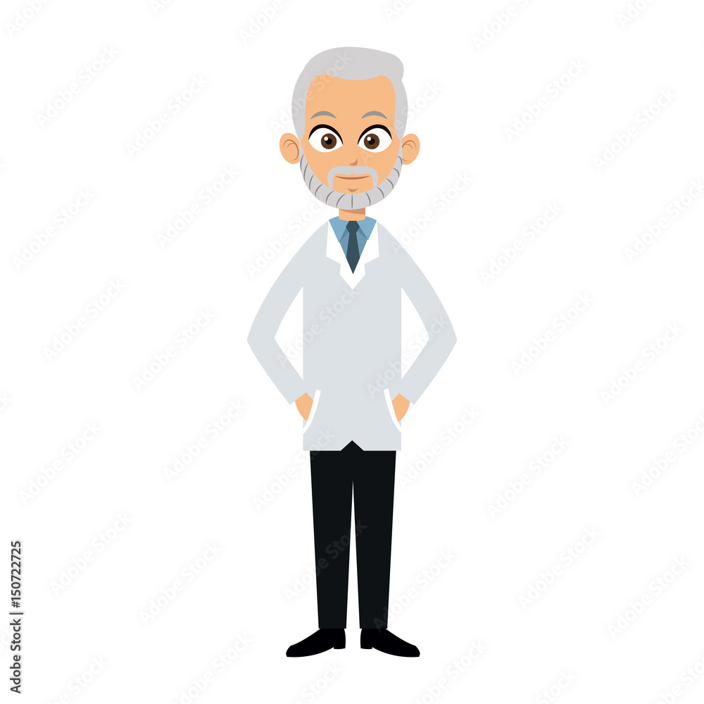 charatcer doctor man wearing coat vector illustration