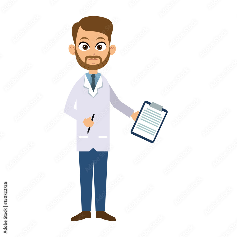 charatcer doctor man wearing coat vector illustration