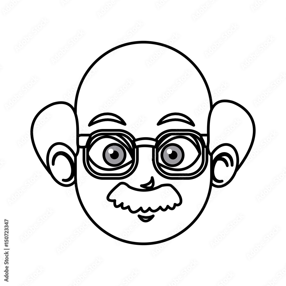 outlined head man charatcer image vector illustration