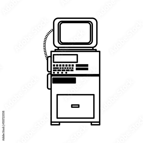 monitor cardiology clinic equipment support line vector illustration