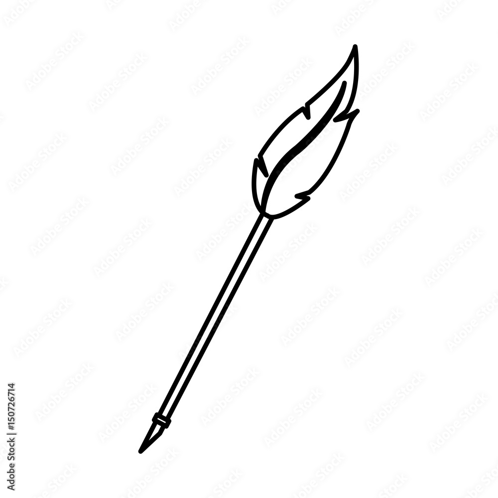 pen feather retro writing line vector illustration pen feather retro writing line vector illustration