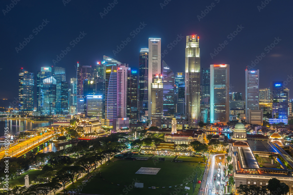 Cityscape Singapore Panoramic Night Concept