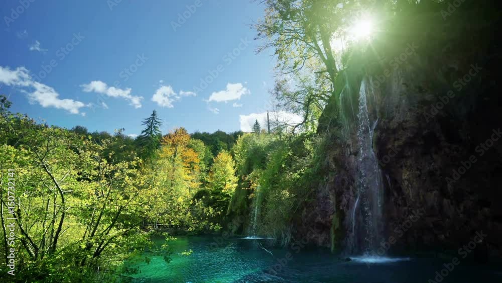 waterfall in forest Plitvice Lakes National Park, Croatia waterfall in forest Plitvice Lakes National Park, Croatia
