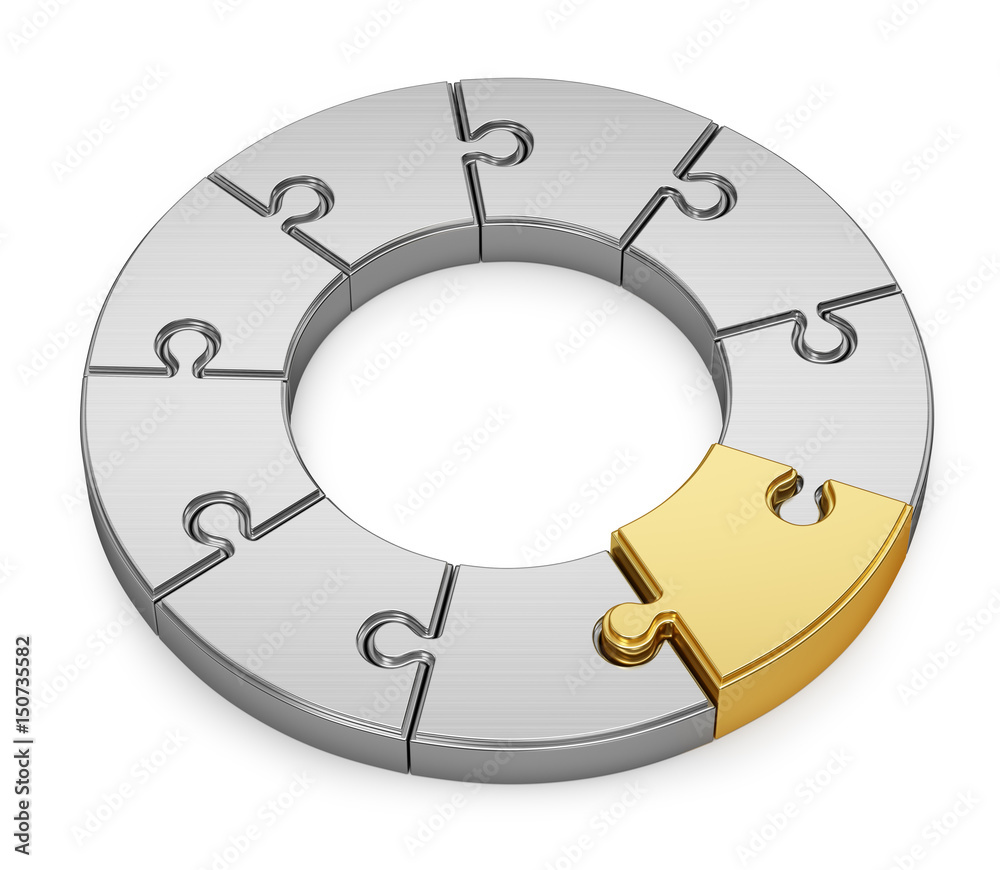Naklejka premium Round puzzle on white background. 3d render illustration.
