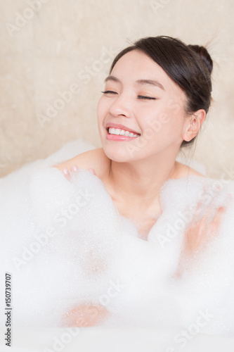 woman take the bath