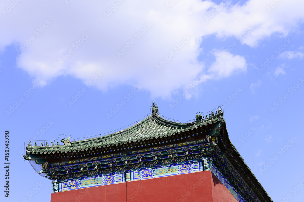 The architecture of the temple of heaven park is in Beijing, China