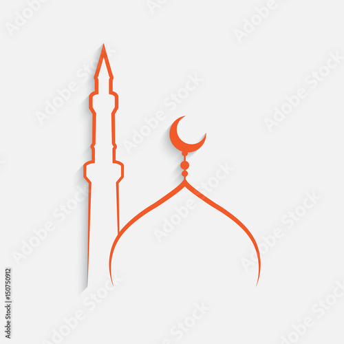 mosque Islamic template on white background , vector