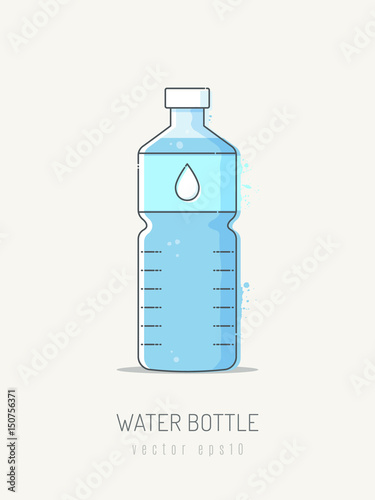 water bottle vector illustration in scribble line art style