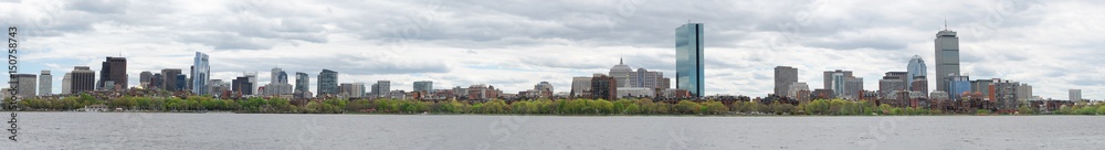 Obraz premium panorama view of Boston skyline in spring season from Charles river