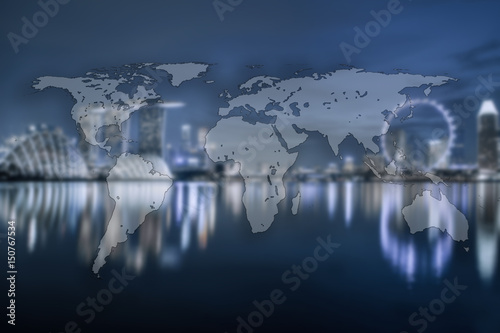 World Global Cartography Globalization ,Singapore background (Elements of this image furnished by NASA)