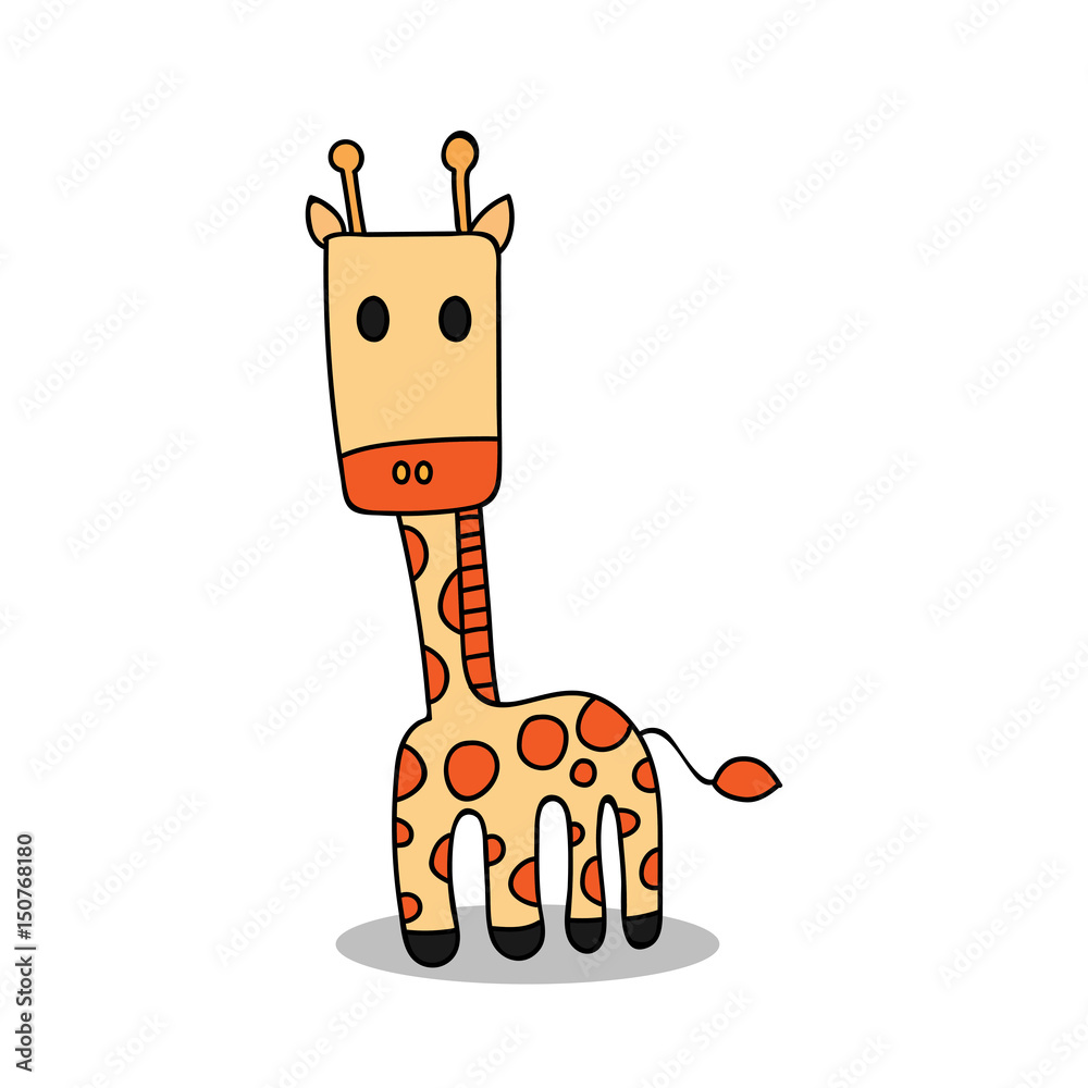 Cute giraffe cartoon vector design isolated on white background.