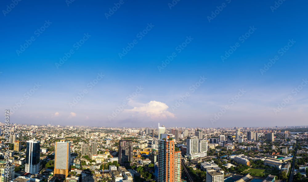 panorama of urban cityscape on blue sky - can use to display or montage on product
