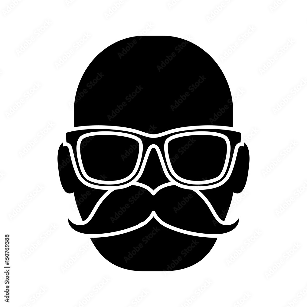 man with mustache and glasses icon over white background. vector illustration man with mustache and glasses icon over white background. vector illustration