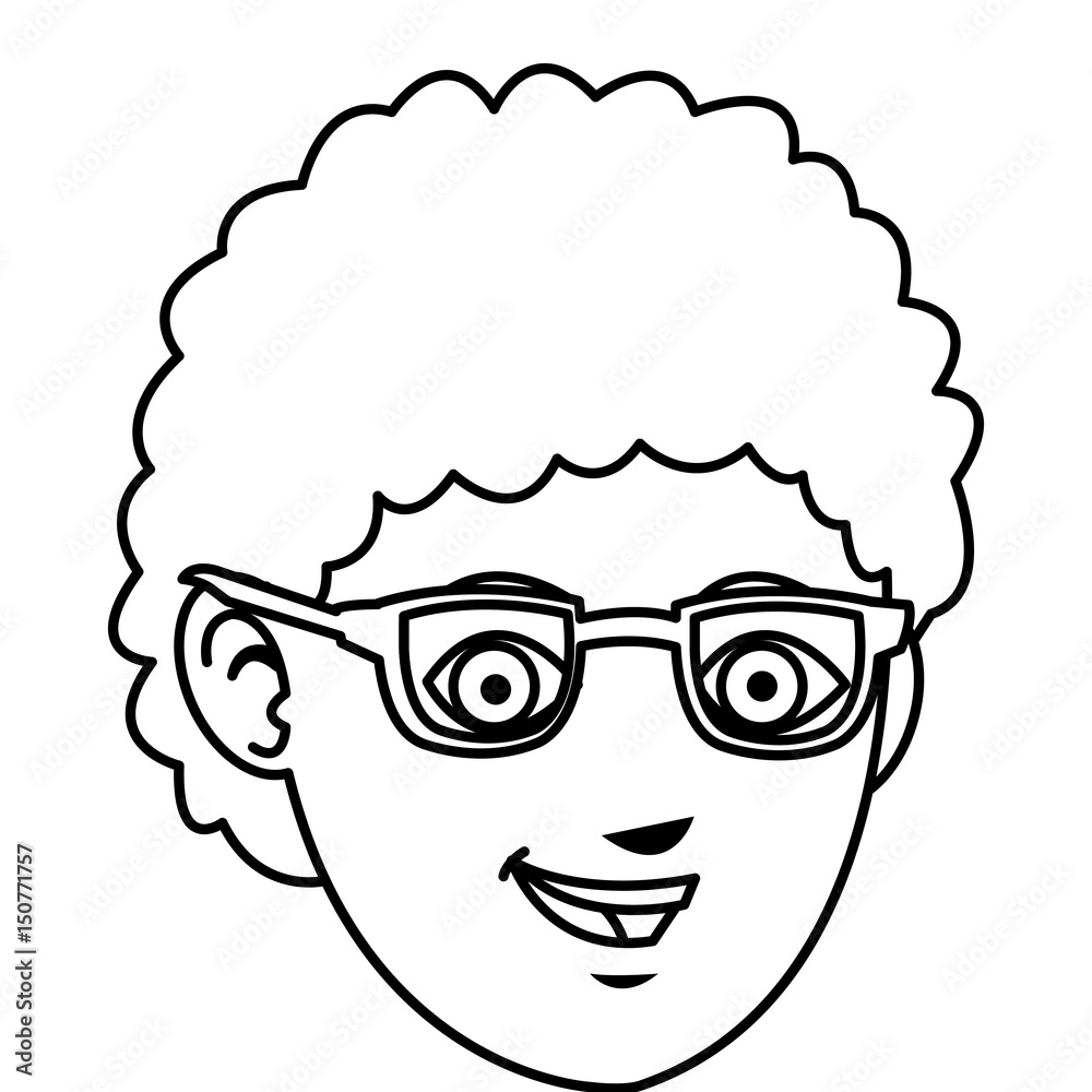 face boy young happy expression line vector illustration face boy young happy expression line vector illustration