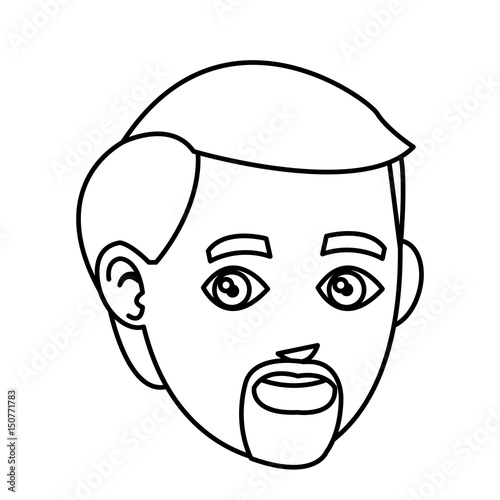 man adult beard mustache avatar line vector illustration
