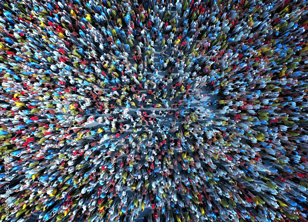 Obraz premium crowd of people viewed from above