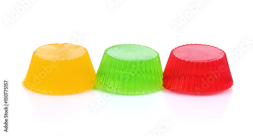 gelatin of different colors on a white background
