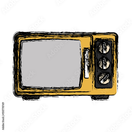 vintage television icon over white background. colorful design. vector illustration