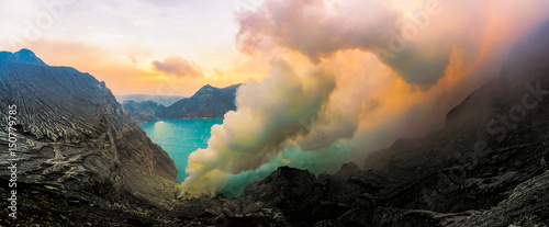 Sulfur fumes from the crater of Kawah Ijen Volcano, Indonesia. photo