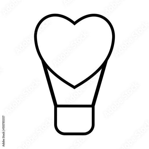 hot air balloon in heart shape icon over white background. vector illustration