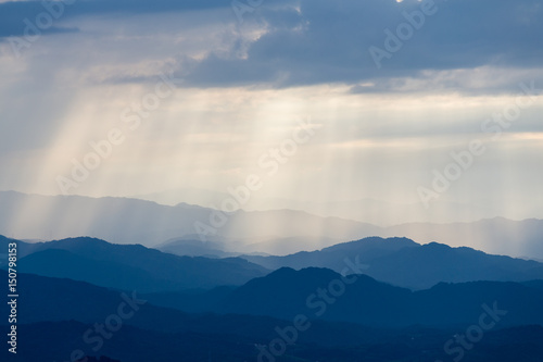 Mountain and sunlight with cloud