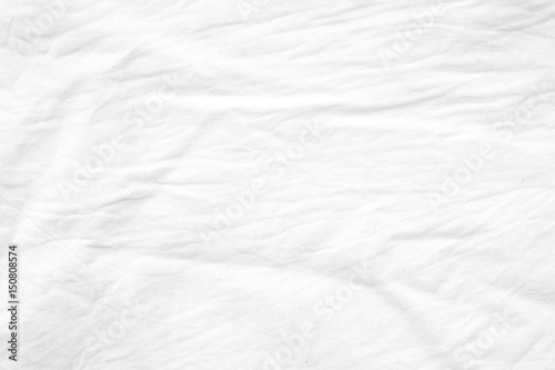 Wrinkled white cotton canvas fabric textured background, wallpaper