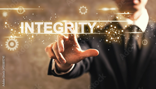 Integrity text with businessman photo