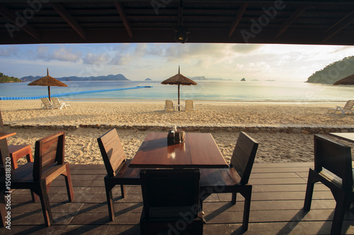 beautiful sea beach with morning light