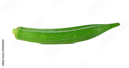 fresh green okra isolated on white background