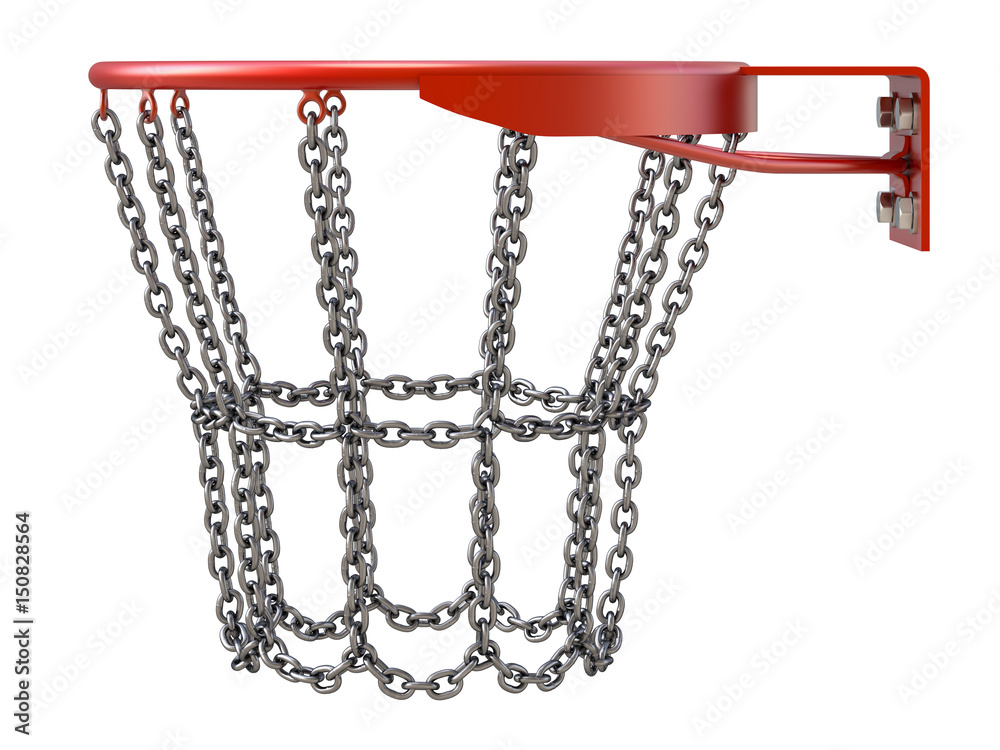 Naklejka premium Basketball hoop with chains isolated on white background 