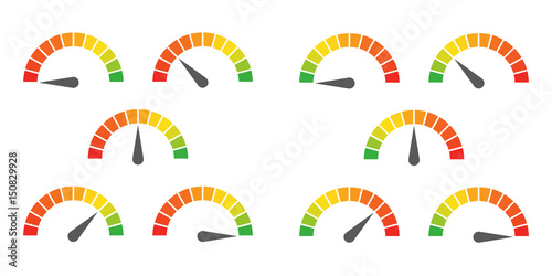 Meter signs infographic gauge element from red to green and green to red vector illustration photo