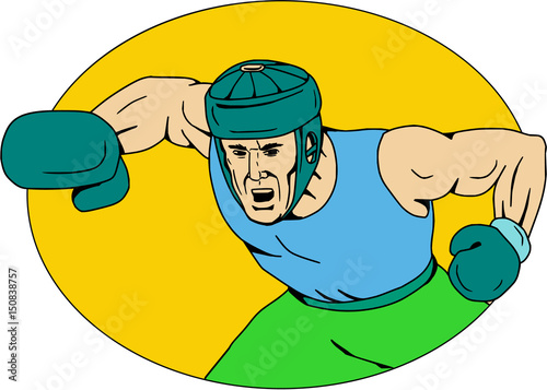 Amateur Boxer Knockout Punch Drawing