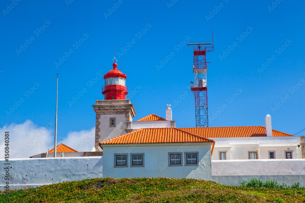 Lighthouse at Cabo da Roca, Portugal, the most west cape of continent Lighthouse at Cabo da Roca, Portugal, the most west cape of continent
