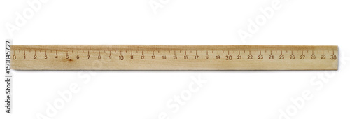 Wooden ruler isolated on white background